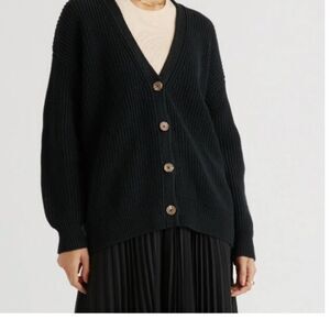 Quince 100% Organic Cotton Oversized Boyfriend Cardigan Black XS